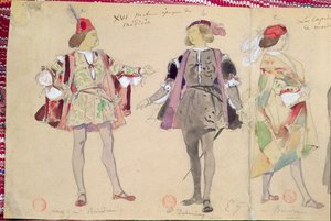 Costumes pour Octave (joué par Brindeau) et Coelio (joué par Delaunay) pour 